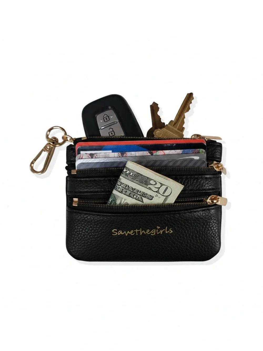 Save The Girls - Removable Tan Chevron Strap with Zip Card Pouch